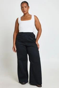 Pantalon Grande Taille À Jambes Larges Avec Taille Élastiquée