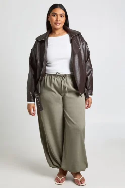 Pantalon Grande Taille À Jambes Larges Chiné Avec Nœud Frontal