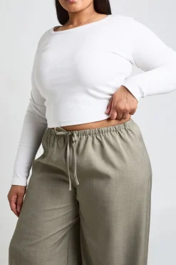 Pantalon Grande Taille À Jambes Larges Chiné Avec Nœud Frontal