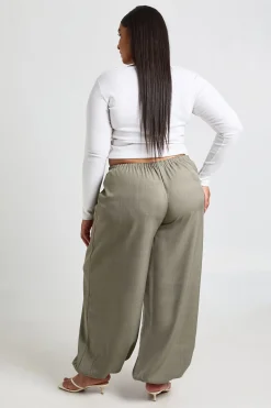 Pantalon Grande Taille À Jambes Larges Chiné Avec Nœud Frontal