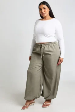 Pantalon Grande Taille À Jambes Larges Chiné Avec Nœud Frontal
