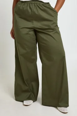 boohoo Pantalon Grande Taille À Jambes Larges Avec Taille Élastiquée<Femme Pantalons