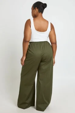 boohoo Pantalon Grande Taille À Jambes Larges Avec Taille Élastiquée<Femme Pantalons