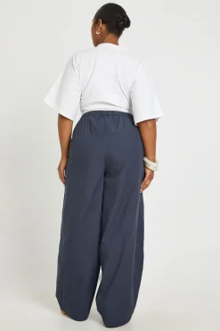 Pantalon Grande Taille À Jambe Tonneau En Popeline