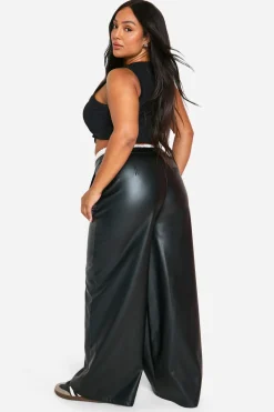 boohoo Pantalon Grande Taille À Jambes Larges En Satin Avec Taille Élastique<Femme Pantalons|Satin Et Dentelle