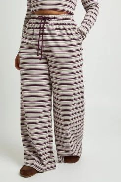 boohoo Pantalon Grande Taille À Jambe Droite En Côtes Rayées<Femme Pantalons|Looks De Rentrée