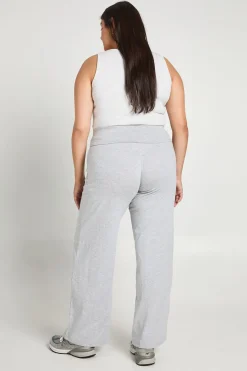 Pantalon Grande Taille Jersey Taille Repliée Jambes Larges