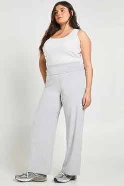 Pantalon Grande Taille Jersey Taille Repliée Jambes Larges