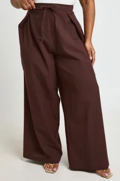 Pantalon Grande Taille À Plis Creux Effet Lin