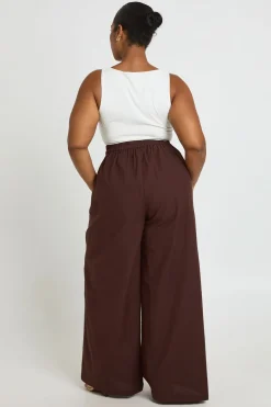 Pantalon Grande Taille À Plis Creux Effet Lin