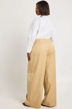 Pantalon Grande Taille à Plis Devant