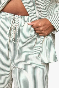 Pantalon grande taille à rayures tissées, élastiqué et à jambes larges