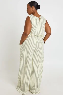 Pantalon Grande Taille À Rayures Avec Cordon De Serrage À La Taille