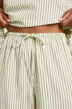 Pantalon Grande Taille À Rayures Avec Cordon De Serrage À La Taille