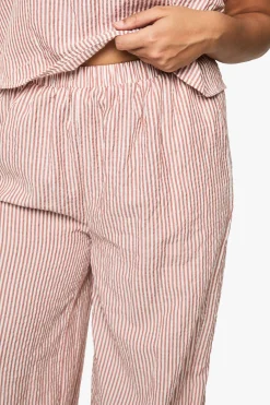 Pantalon grande taille à rayures tissées, taille élastiquée et jambes larges