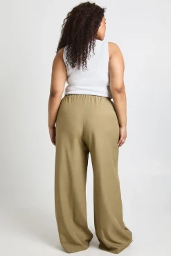 Pantalon Grande Taille à Taille Élastique et Jambes Larges