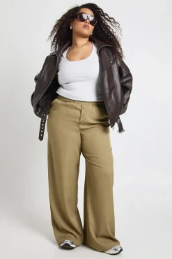 Pantalon Grande Taille à Taille Élastique et Jambes Larges