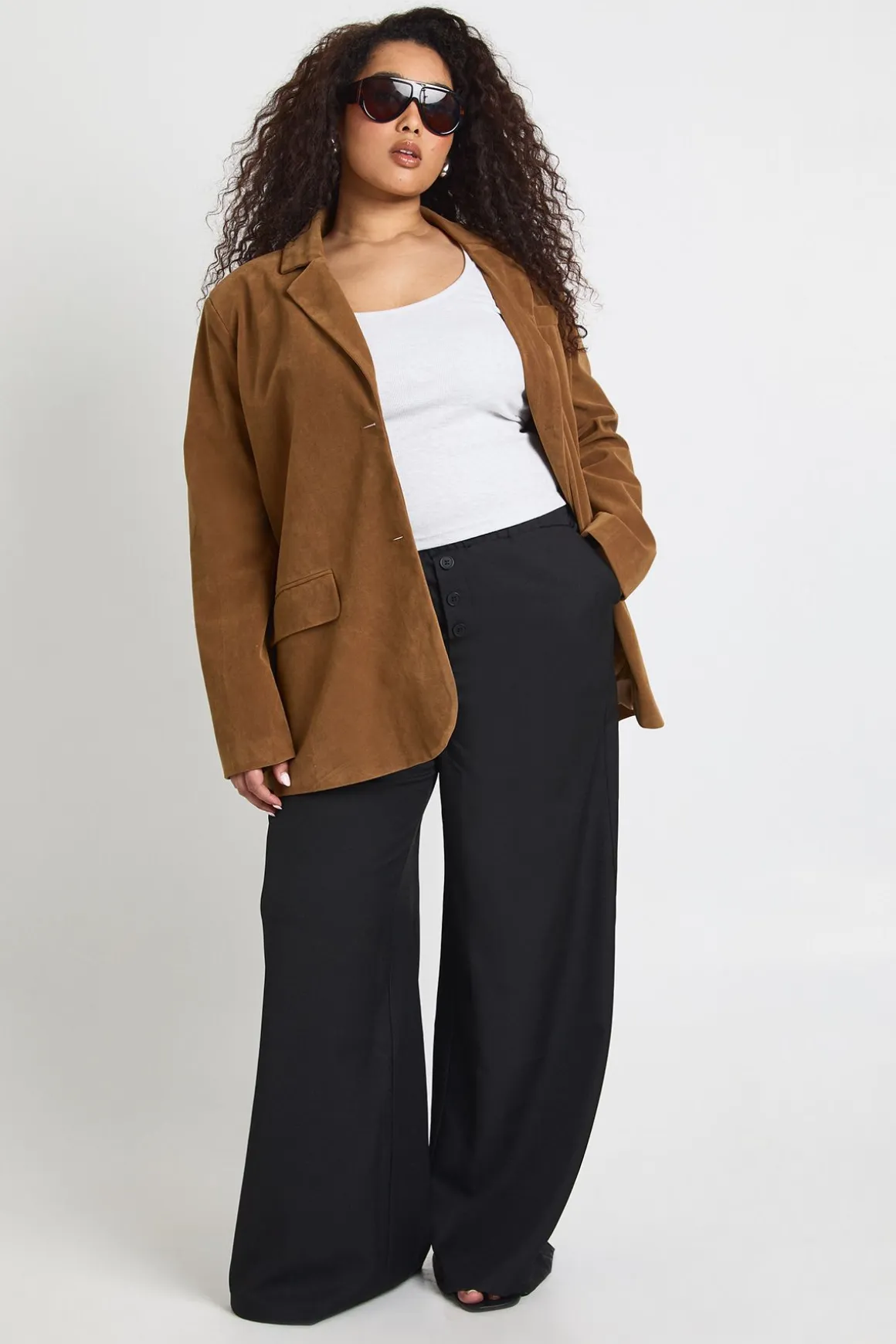 Pantalon Grande Taille À Taille Élastiquée Et Jambe Large