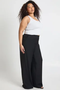 Pantalon Grande Taille À Taille Élastiquée Et Jambe Large