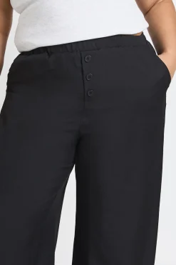 Pantalon Grande Taille À Taille Élastiquée Et Jambe Large
