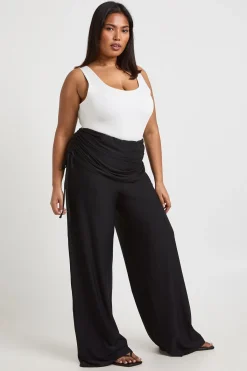 boohoo Pantalon Grande Taille à Taille Froncée Repliable Toucher Doux<Femme Pantalons