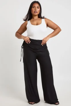 boohoo Pantalon Grande Taille à Taille Froncée Repliable Toucher Doux<Femme Pantalons