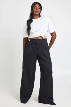 boohoo Pantalon Grande Taille Taille Basse avec Ceinture et Jambes Droites<Femme Pantalons|Tailleurs