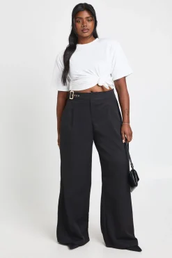 boohoo Pantalon Grande Taille Taille Basse avec Ceinture et Jambes Droites<Femme Pantalons|Tailleurs