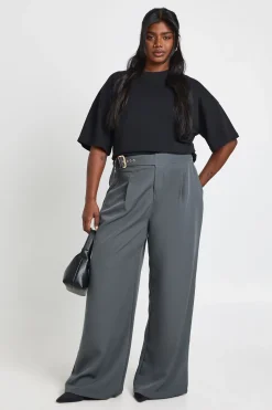 boohoo Pantalon Grande Taille Taille Basse Ceinturé Coupe Droite<Femme Pantalons|Tailleurs