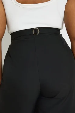 Pantalon Grande Taille À Taille Ajustable Et Jambe Droite
