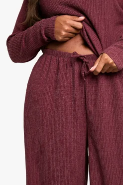 Pantalon grande taille texturé à taille à cordon