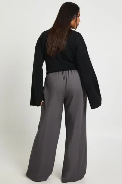boohoo Pantalon Grande Taille Tissé Taille Élastique Cordon de Serrage Jambes Larges<Femme Pantalons