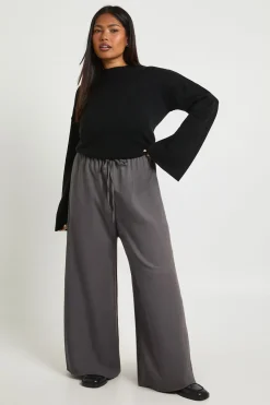 boohoo Pantalon Grande Taille Tissé Taille Élastique Cordon de Serrage Jambes Larges<Femme Pantalons