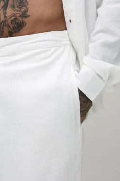 Pantalon Grand Taille Mi-taille Décontracté En Mélange De Lin
