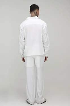Pantalon Grand Taille Mi-taille Décontracté En Mélange De Lin