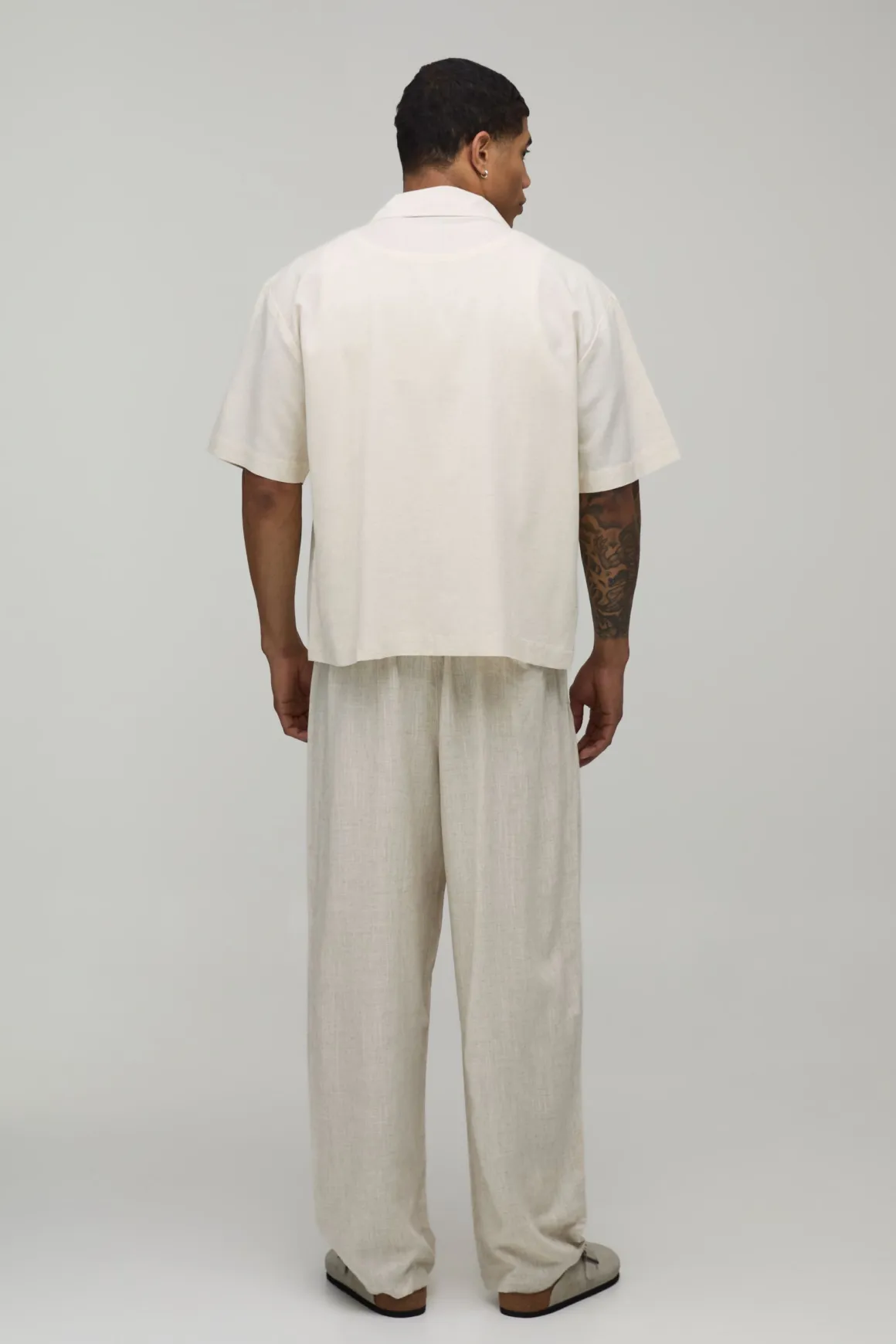 Pantalon Half & Half en Mélange de Lin Coupe Balloon