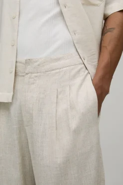 Pantalon Half & Half en Mélange de Lin Coupe Balloon