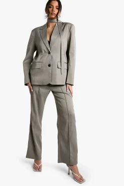 boohoo Pantalon à jambe droite avec détails de couture sur mesure<Femme Pantalons|Tailleurs