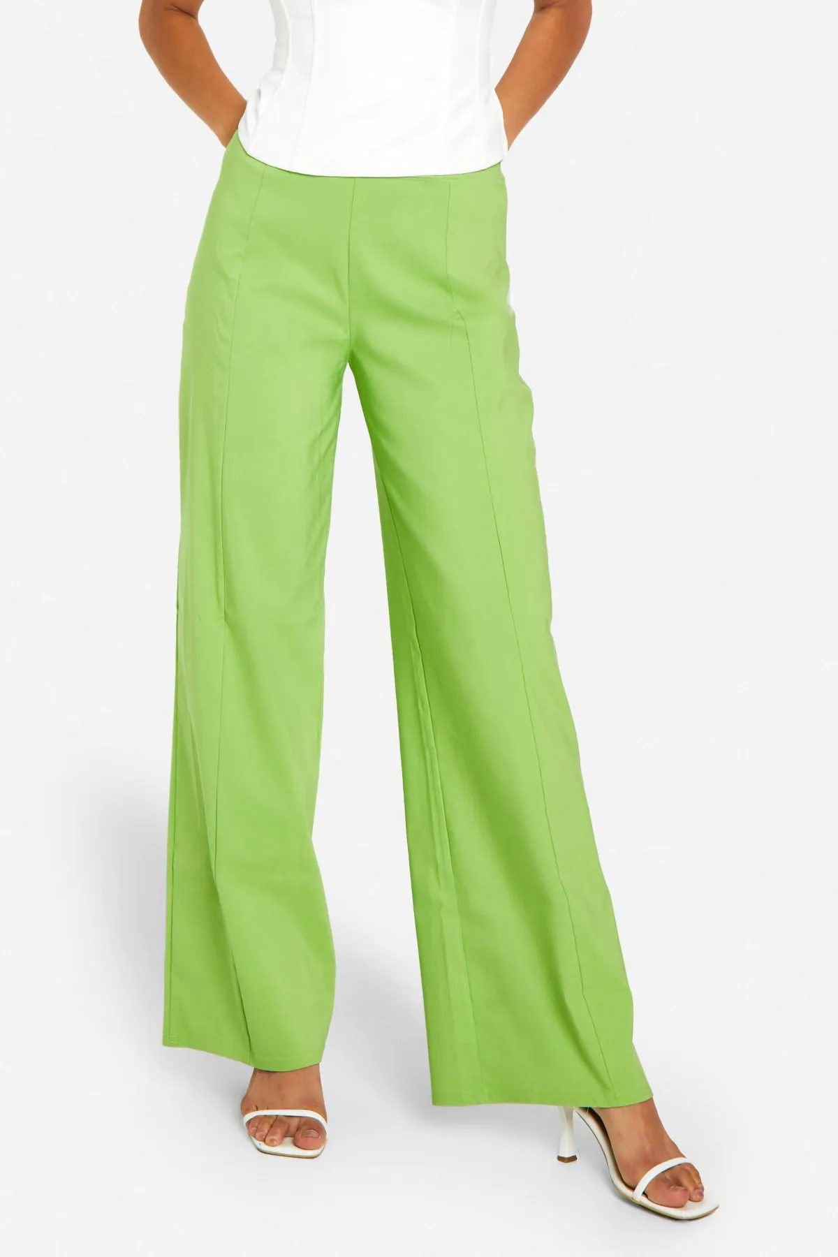 boohoo Pantalon à jambe large avec détail de couture super stretch<Femme Pantalons|Tailleurs