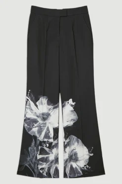 KarenMillen Pantalon à jambe large en crépe taillé sur mesure avec motif floral orné<Femme Pantalons|Tailleurs
