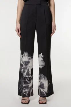 KarenMillen Pantalon à jambe large en crépe taillé sur mesure avec motif floral orné<Femme Pantalons|Tailleurs