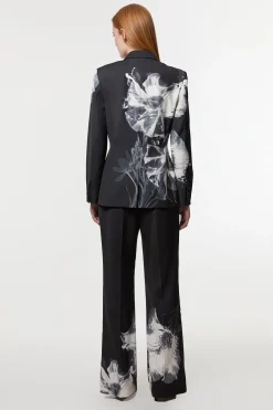 KarenMillen Pantalon à jambe large en crépe taillé sur mesure avec motif floral orné<Femme Pantalons|Tailleurs
