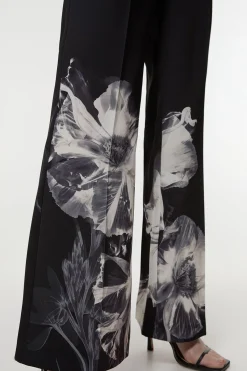 KarenMillen Pantalon à jambe large en crépe taillé sur mesure avec motif floral orné<Femme Pantalons|Tailleurs
