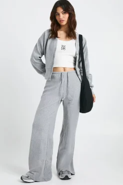 Pantalon à jambe large en côte brossée à ceinture minimaliste