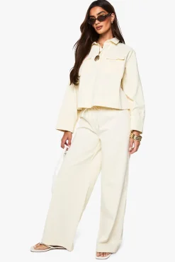Pantalon à jambe large en sergé à cordon de serrage