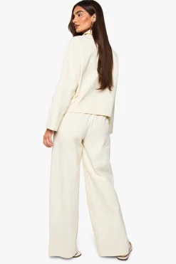 Pantalon à jambe large en sergé à cordon de serrage