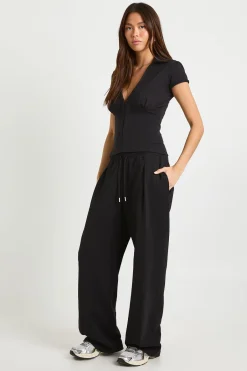 boohoo Pantalon à jambe large Interlock<Femme Pantalons
