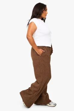 Pantalon à jambe large à rayures tissées Plus