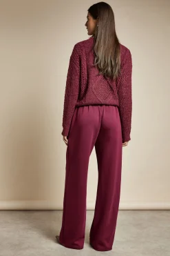 Pantalon à jambes droites en interlock à plis pincés