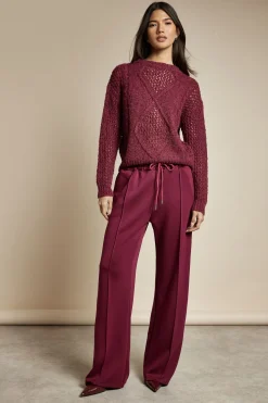 Pantalon à jambes droites en interlock à plis pincés
